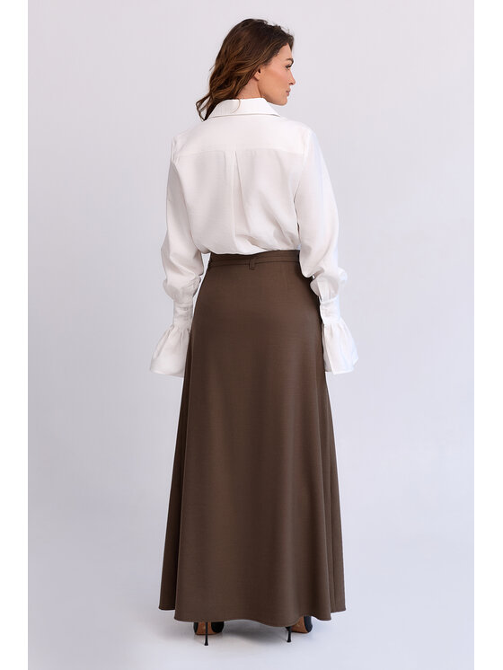 MANDRAGORA MANDRAGORA Maxi sukňa Wełniana Marie Hnedá Flexible Fit