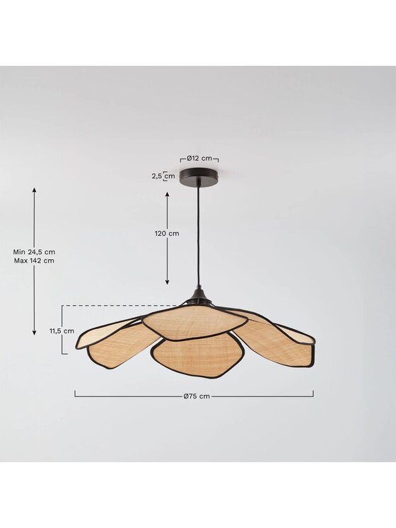MIAhome MIAhome Lampa wisząca beżowo-czarna Benavid Ø75 cm Beżowy