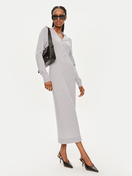 Calvin Klein Calvin Klein Rochie tricotată K20K207219 Gri Slim Fit