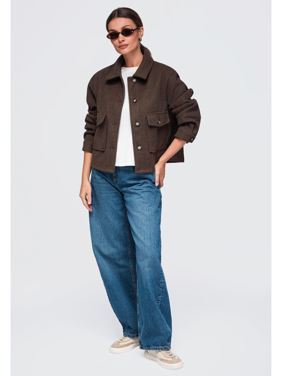Ombre Ombre Kurtka przejściowa OW-JANP-0140 Brązowy Relaxed Fit