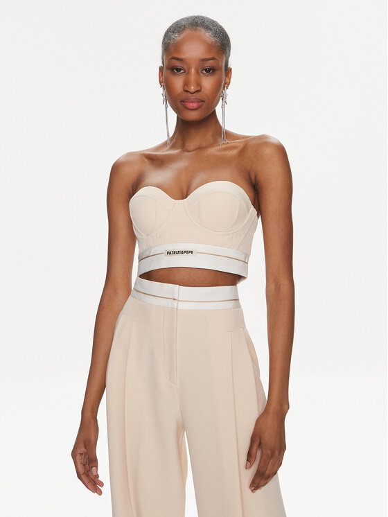 Patrizia Pepe Top 8C0676/A375-B788 Beige Slim Fit, taglia : 38