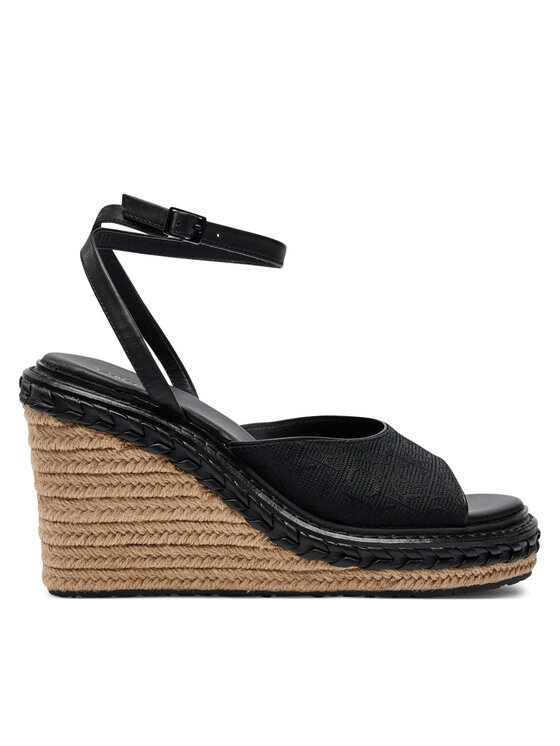 Calvin Klein Espadrile Wedge Sandal 70 Mono Jacq HW0HW01961 Črna