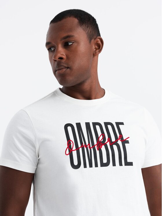 Ombre Ombre T-Shirt S2041 Biały Regular Fit