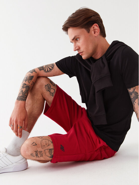 4F 4F Športové kraťasy 4FSS23TSHOM156 Červená Regular Fit