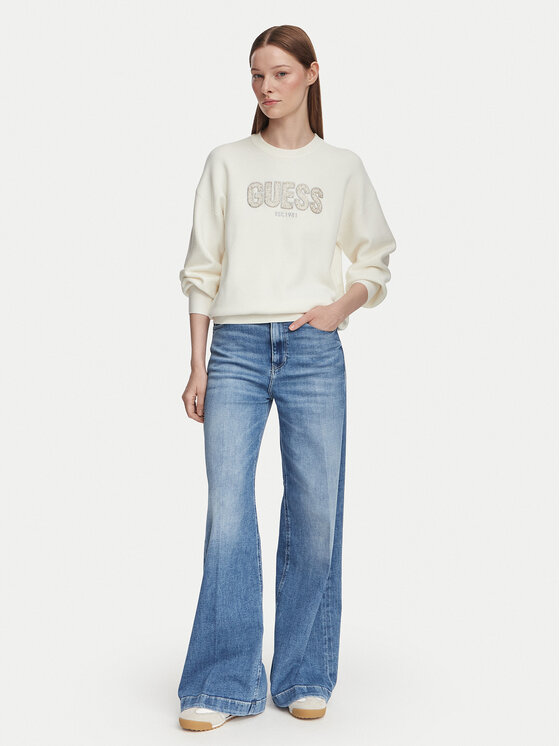 Guess Guess Pulover W6YR30 Z0978 Crem Regular Fit