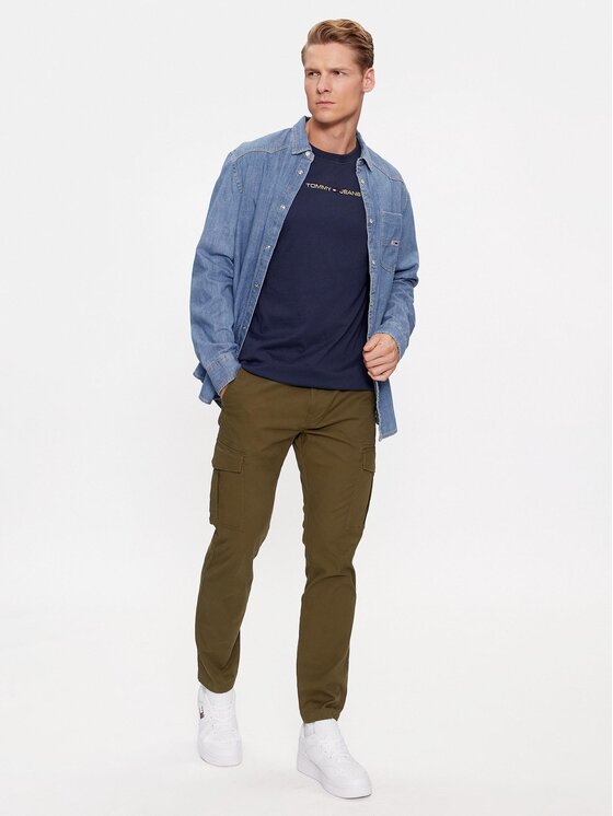 Tommy Jeans Tommy Jeans Marškinėliai Classic Gold Linear DM0DM17728 Tamsiai mėlyna Classic Fit