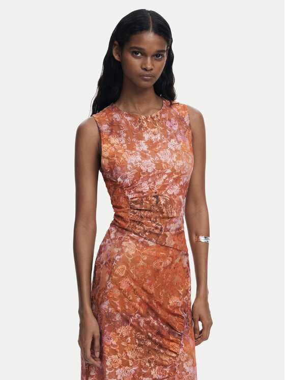 Desigual Desigual Rochie cocktail Lua 25WWVK26 Portocaliu Slim Fit