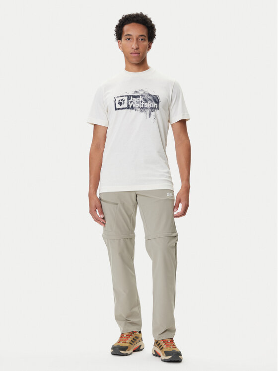 Jack Wolfskin Jack Wolfskin T-Shirt Brand T A64116 Εκρού Regular Fit