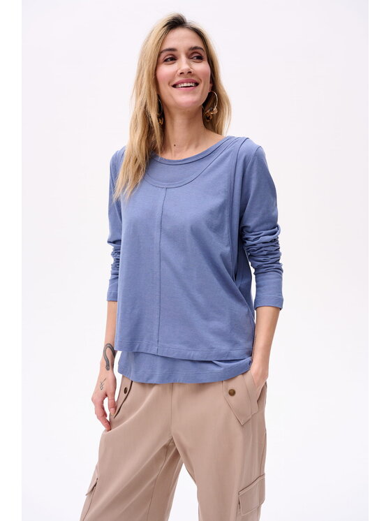 blue shadow blue shadow Bluzka Klarisa Niebieski Regular Fit