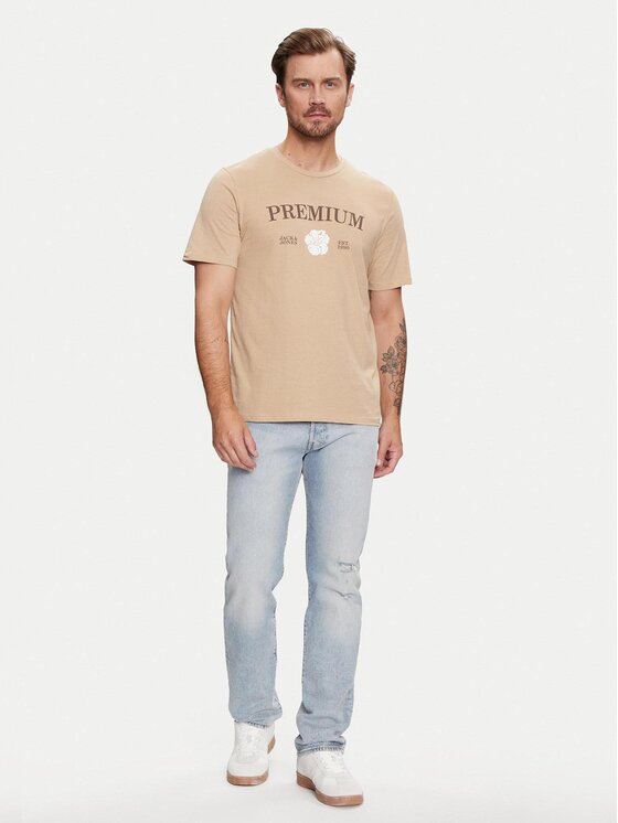 Jack & Jones Jack & Jones T-Shirt Jprblaalfie 12259673 Brązowy Regular Fit