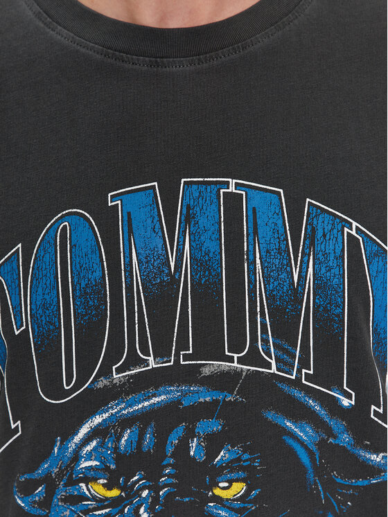 Tommy Jeans T-Shirt Vintage Tiger DM0DM18281 Schwarz Regular Fit 