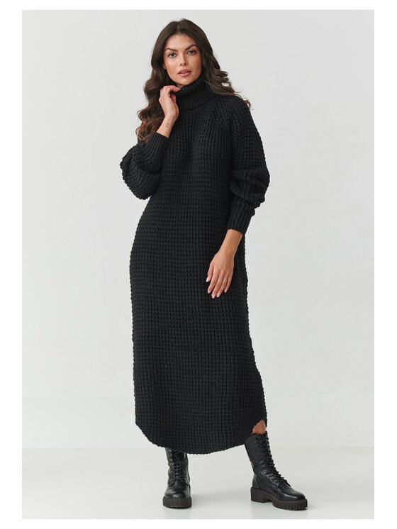 Makadamia Makadamia Sukienka dzianinowa S162 Czarny Loose Fit