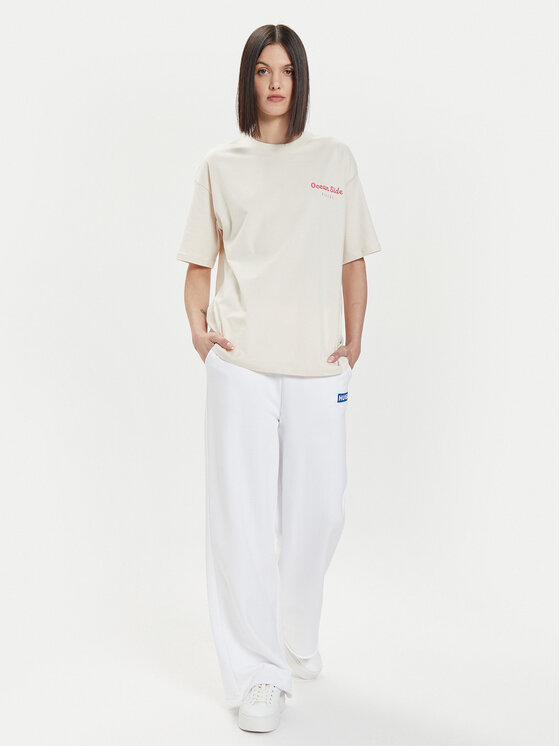4F 4F Marškinėliai 4FWSS24TTSHF1265 Écru Oversize