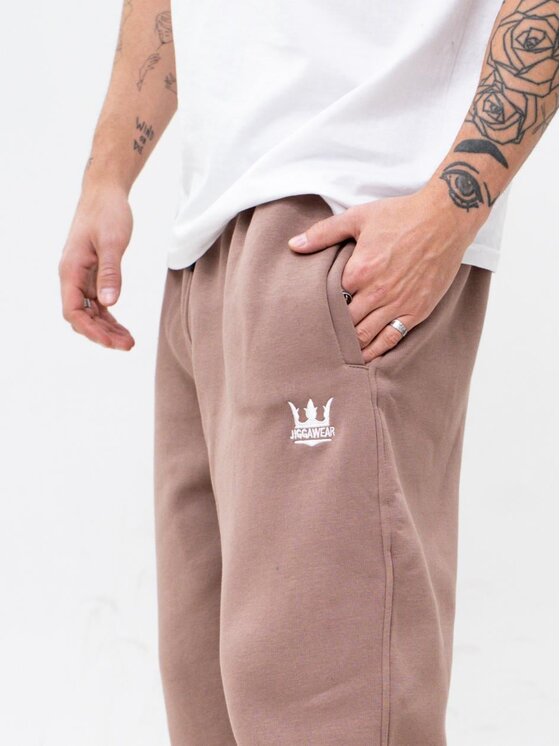 Jigga Wear Jigga Wear Spodnie dresowe Szerokie luźne sznurki korona 130313 Brązowy Baggy Fit