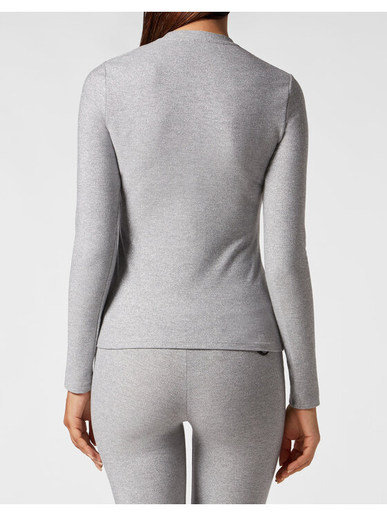 Plein Sport Plein Sport Bluzka 4491 Srebrny Regular Fit