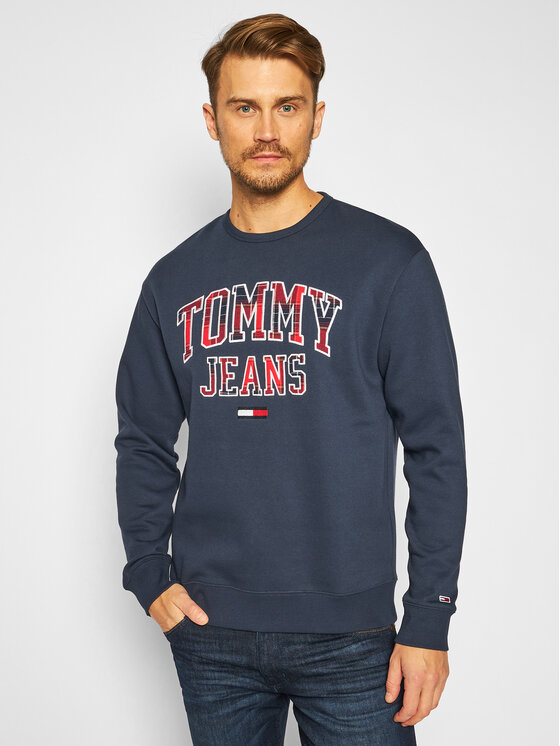 Tommy Hilfiger Džemperis Plaid Tommy Graphic Crew DM0DM09429 Tamsiai mėlyna  Regular Fit • Modivo.lt