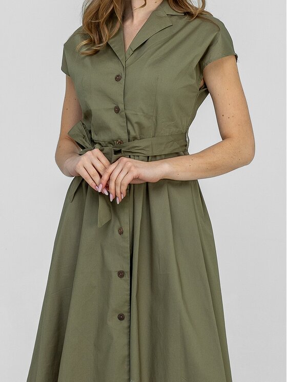 Perso Perso Sukienka letnia RBE265135F Khaki Regular Fit