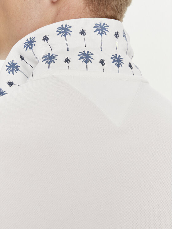 Tommy Hilfiger Tommy Hilfiger Тениска с яка и копчета Palm Under Collar MW0MW34738 Бял Regular Fit