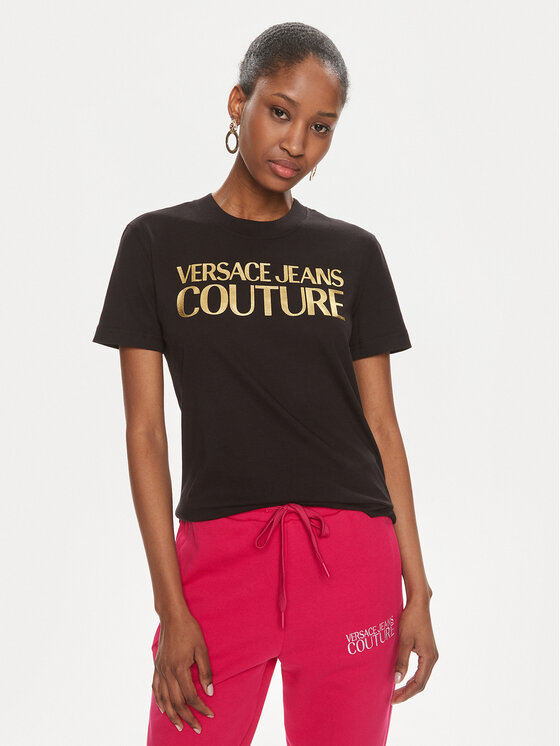 Versace Jeans Couture Versace Jeans Couture T-shirt 76HAHT04 Crna Slim Fit