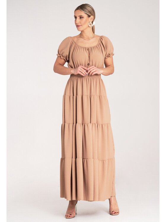 FIGL FIGL Letné šaty M1170 Béžová Flared Fit