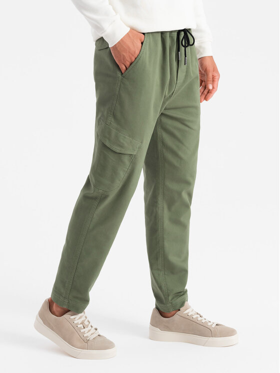 Ombre Ombre Joggers kalhoty OM-PAJO-0199 Khaki Regular Fit