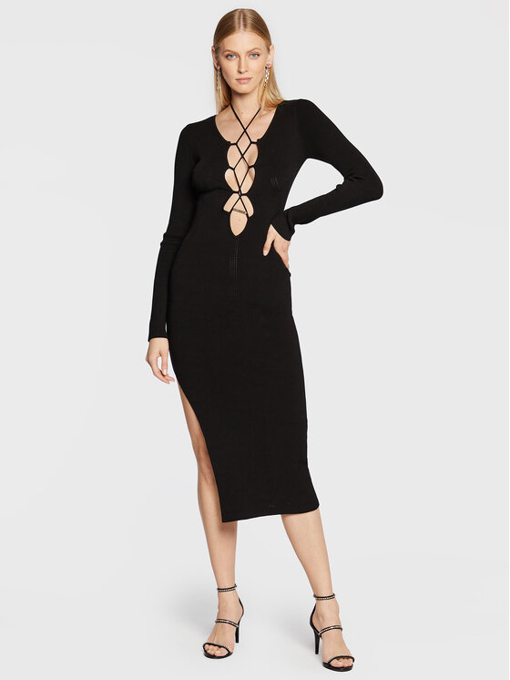 Patrizia Pepe Patrizia Pepe Koktejlové šaty 2A2433/K7X5-K103 Černá Slim Fit