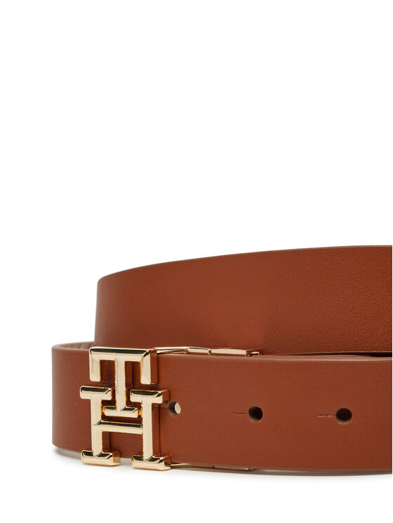 Tommy Hilfiger Tommy Hilfiger Dámsky opasok Th Logo Rev 3.0 AW0AW17247 Hnedá