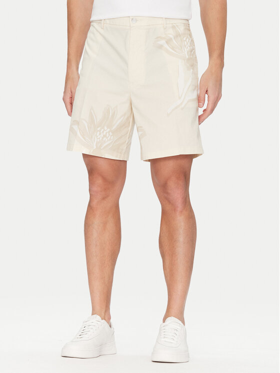 BOSS BOSS Pantalon scurți din material C-Karlos 50538839 Écru Regular Fit