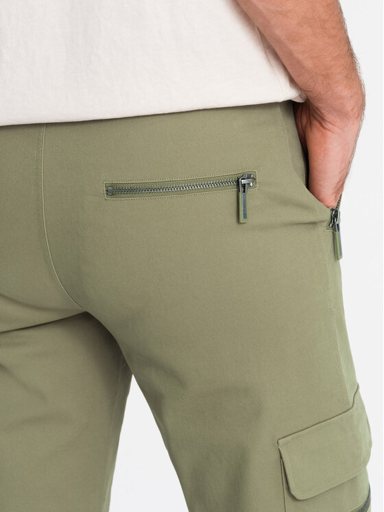 Ombre Ombre Spodnie dresowe OM-PACG-0204 Zielony Regular Fit