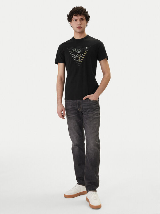 Guess Guess Marškinėliai M6GI11 K2992 Juoda Slim Fit