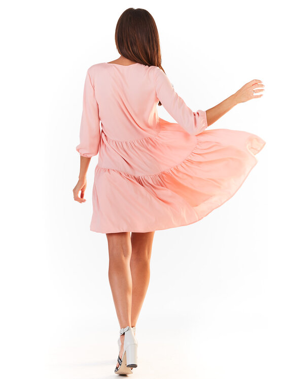 Awama Awama Sukienka letnia A359 Różowy Basic Fit