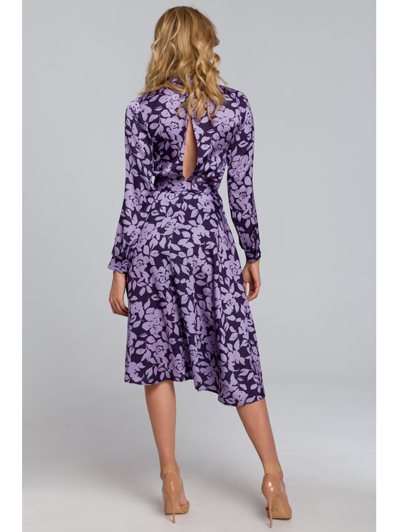 Makover Makover Sukienka codzienna K084 Fioletowy Regular Fit