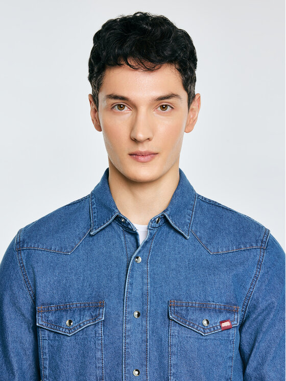 BIG STAR BIG STAR Koszula jeansowa WESTERN SHIRT Niebieski Basic Fit
