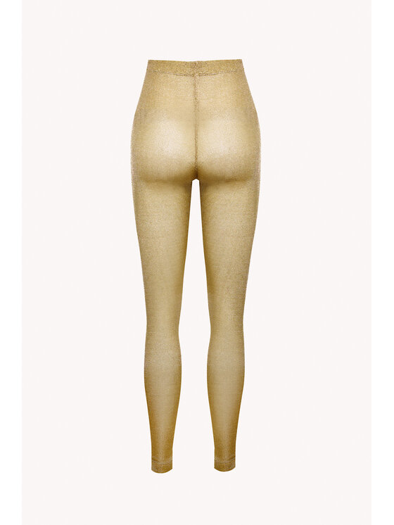 Epuzer Epuzer Legginsy Metallic mesh Złoty Standard Fit