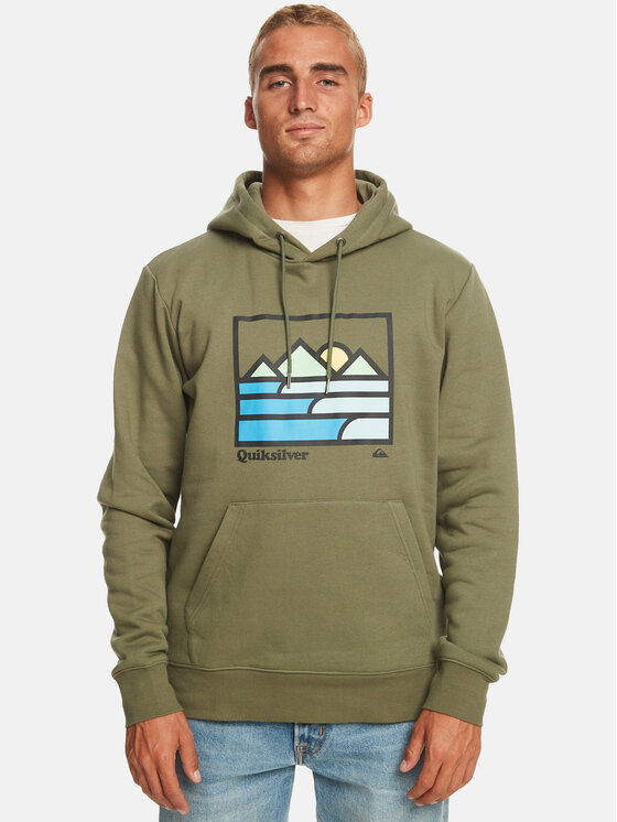 Quiksilver Džemperis ar kapuci Landscape Lines Otlr EQYFT04832 Haki Regular Fit