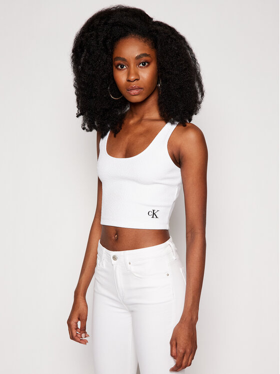Calvin Klein Jeans Calvin Klein Jeans Top J20J215703 Biały Regular Fit