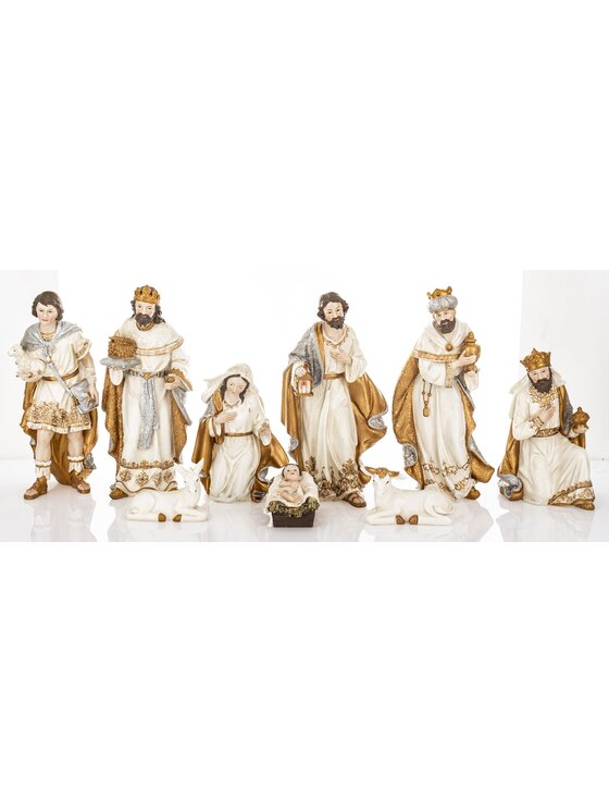 MIAhome MIAhome Figurka dekoracja szopka NATALE 9 postaci Biały