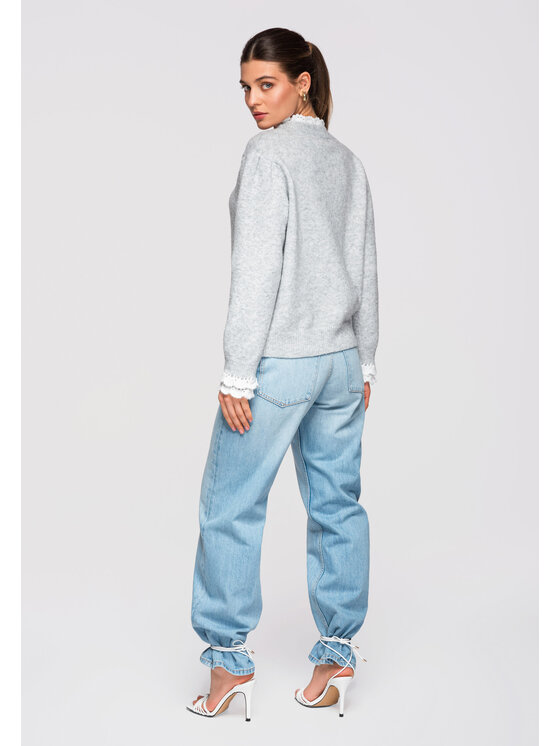 Ombre Ombre Sweter OW-SWSW-0105 Szary Regular Fit