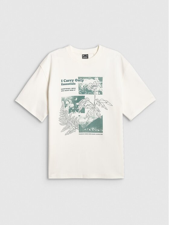 4F 4F T-Shirt CAMP Biały Loose Fit