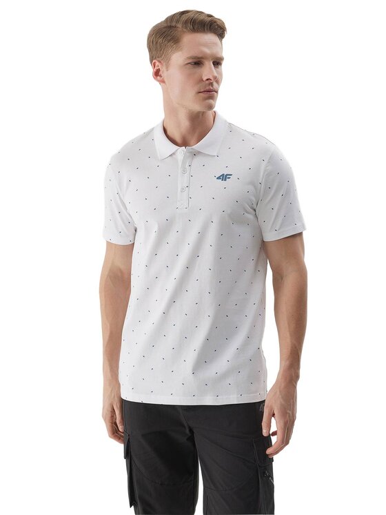 4F 4F Polokošeľa 4FWSS25TPTSM703-10S Biela Regular Fit