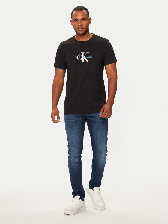 Calvin Klein Jeans Calvin Klein Jeans Tricou Distressed Monologo J30J326863 Negru Regular Fit
