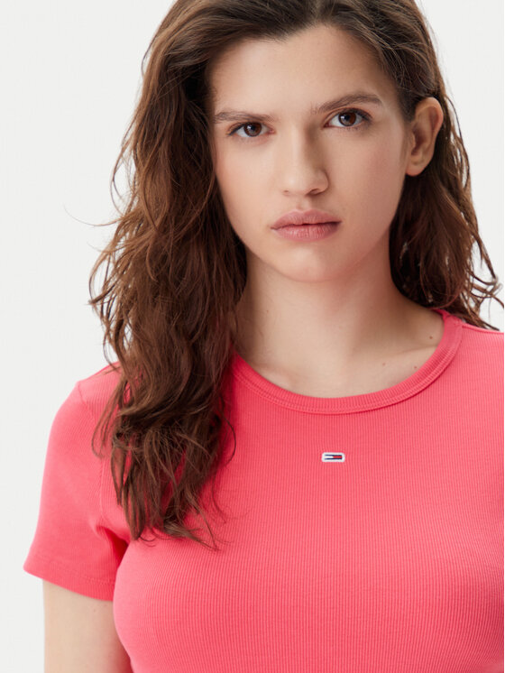 Tommy Jeans Tommy Jeans T-Shirt Essential DW0DW17383 Różowy Slim Fit