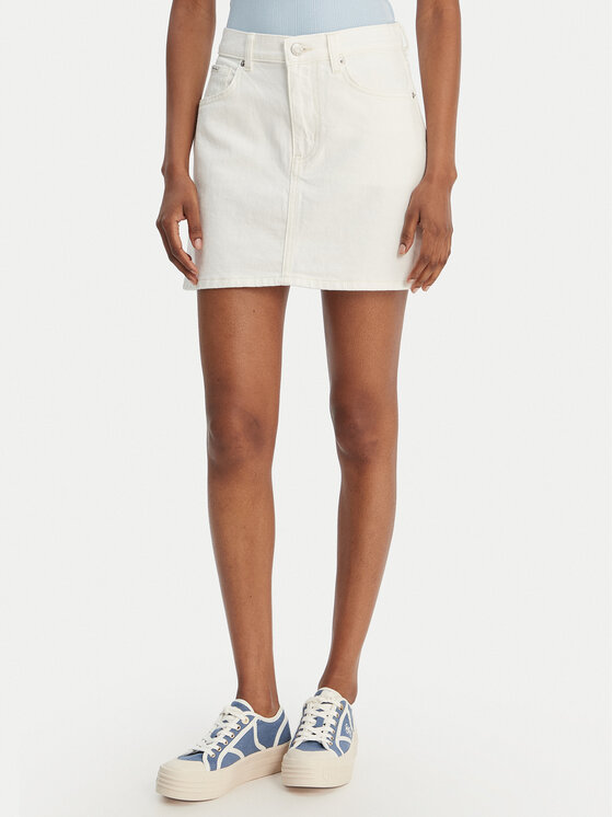 Guess Jeans Guess Jeans Φούστα τζιν W6RD0Q D6521 Λευκό Regular Fit