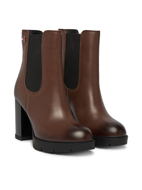 Tommy Jeans Tommy Jeans Botki Tjw Chelsea High Heel Boots EN0EN03112 Brązowy