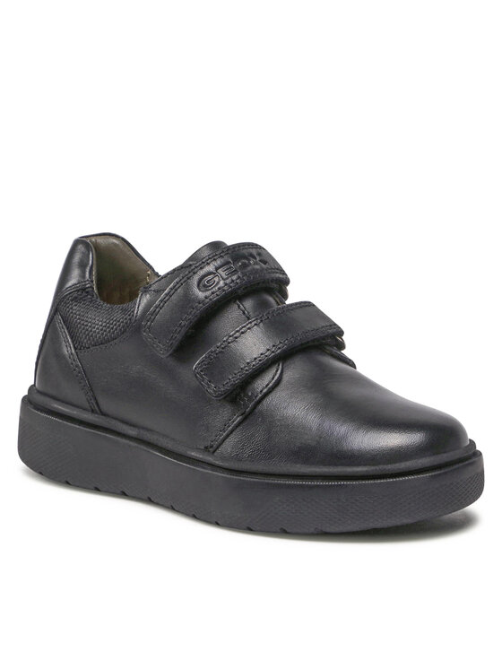 Scarpe Geox J Riddock Per Bambini E Ragazzi - Stile Formale, Pelle Liscia, Chiusura Con Strappo