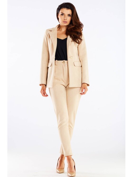 Awama Awama Spodnie damskie A461 Beżowy Basic Fit