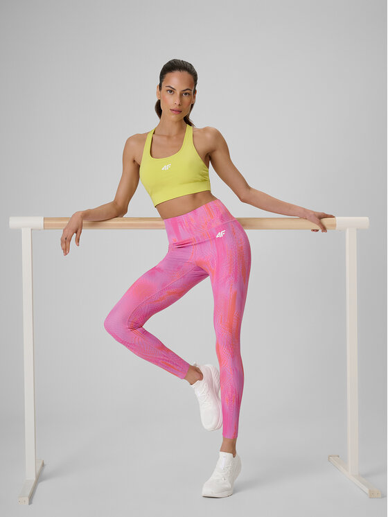 4F 4F Legginsy ACTIVE BY NATURE Czerwony Slim Fit