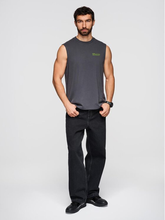 Ombre Ombre Tank top OM-TSTT-0243 Szary Loose Fit