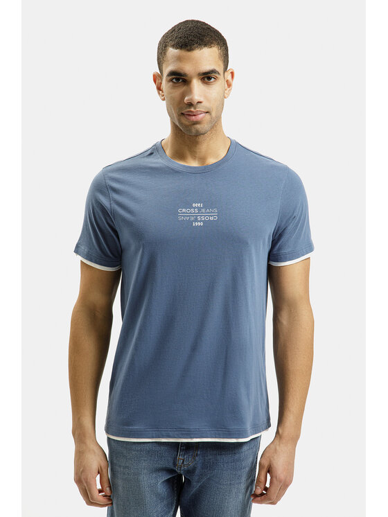 Cross Jeans Cross Jeans T-Shirt 16057-005 Niebieski Regular Fit