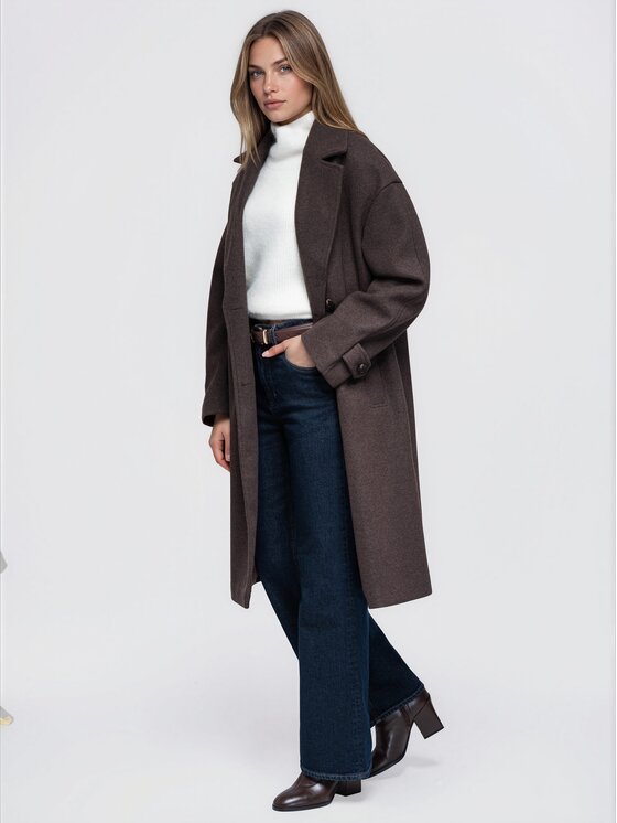 Ombre Ombre Kabát pro přechodné období OW-CT-E0023 Hnědá Relaxed Fit